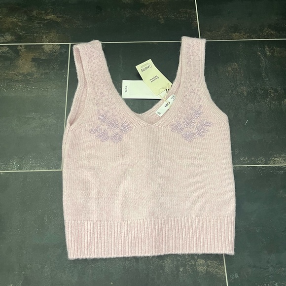 Mango sweater tank top with beaded flower embroidery detail on top - Picture 3 of 5